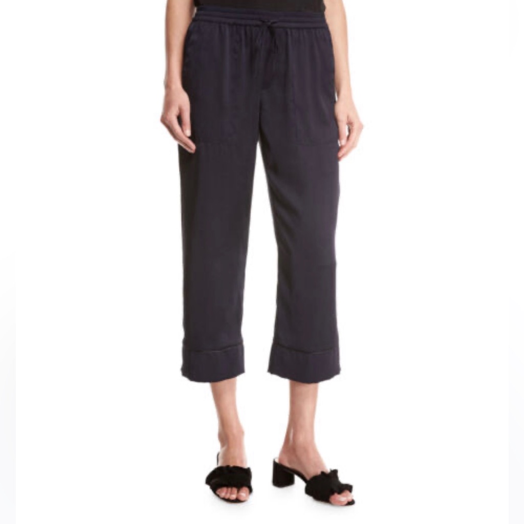 Joie Anelise Sateen Pant - Navy - Size Small
